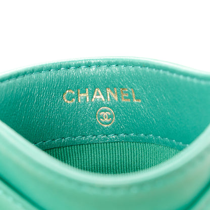 Chanel Lambskin Quilted Card Holder Green 6 of 9