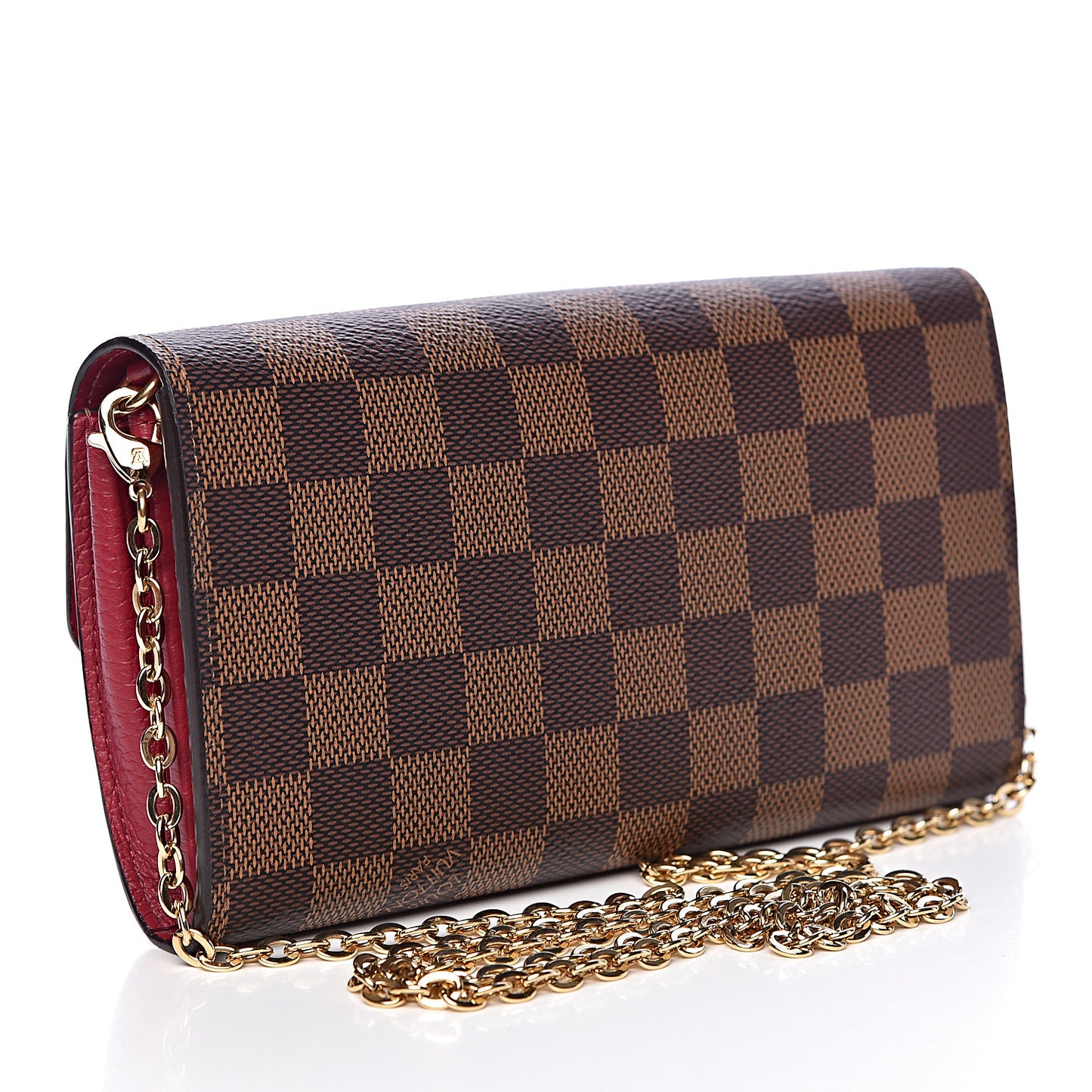 Damier Ebene Croisette Chain Wallet Scarlet
