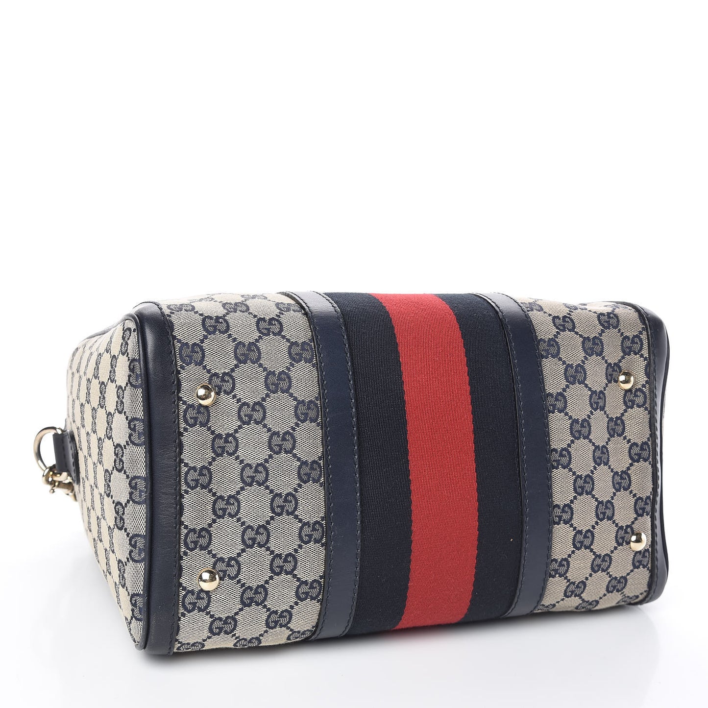 Monogram Selleria Calfskin Vintage Web Medium Boston Beige Blue