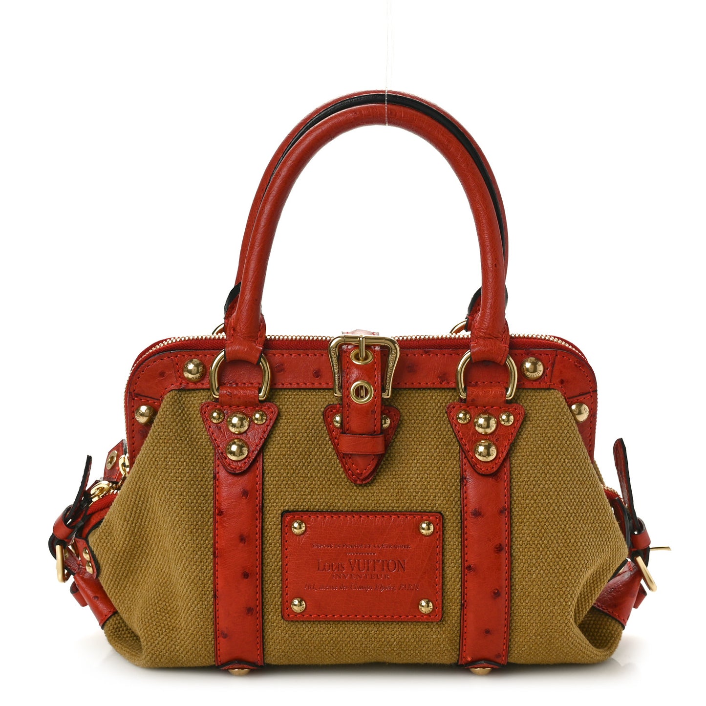 Toile Ostrich Trianon Sac de Nuit GM Olive Rouille