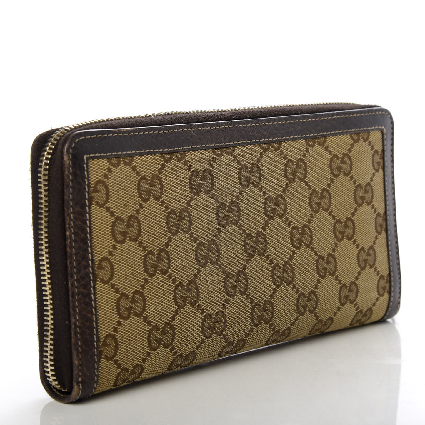 Monogram Calfskin Bamboo Tassel Zip Around Wallet Beige Ebony Chocolate
