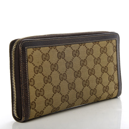 Gucci Monogram Calfskin Bamboo Tassel Zip Around Wallet Beige Ebony Chocolate 3 of 7