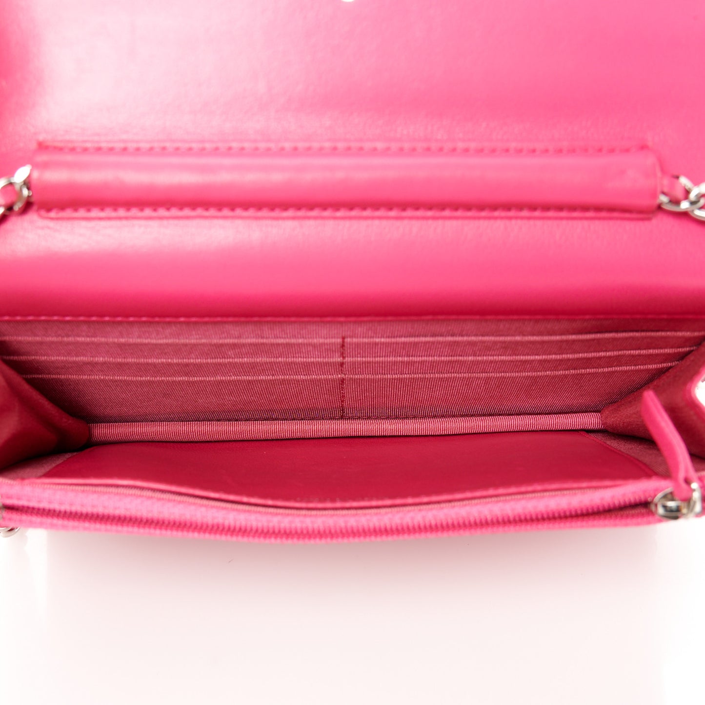 Lambskin Quilted Wallet On Chain WOC Dark Pink