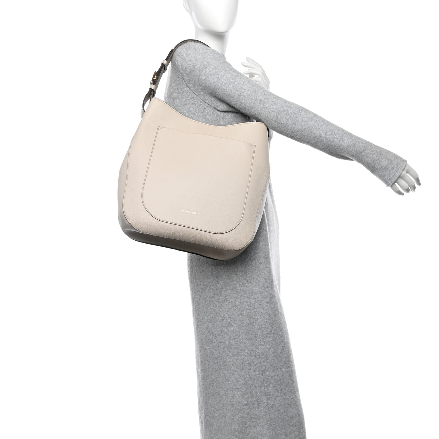 Grainy Calfskin Small Elmstone Hobo Limestone