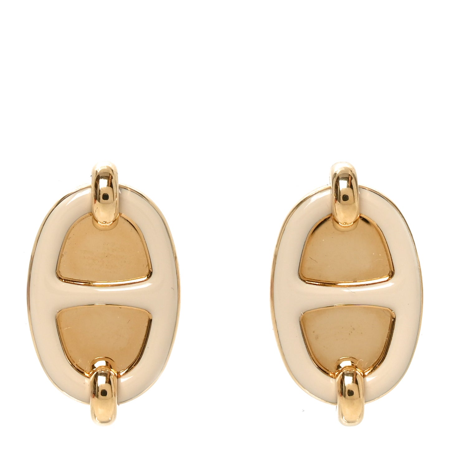 Enamel Mini Maillon Earrings Creme