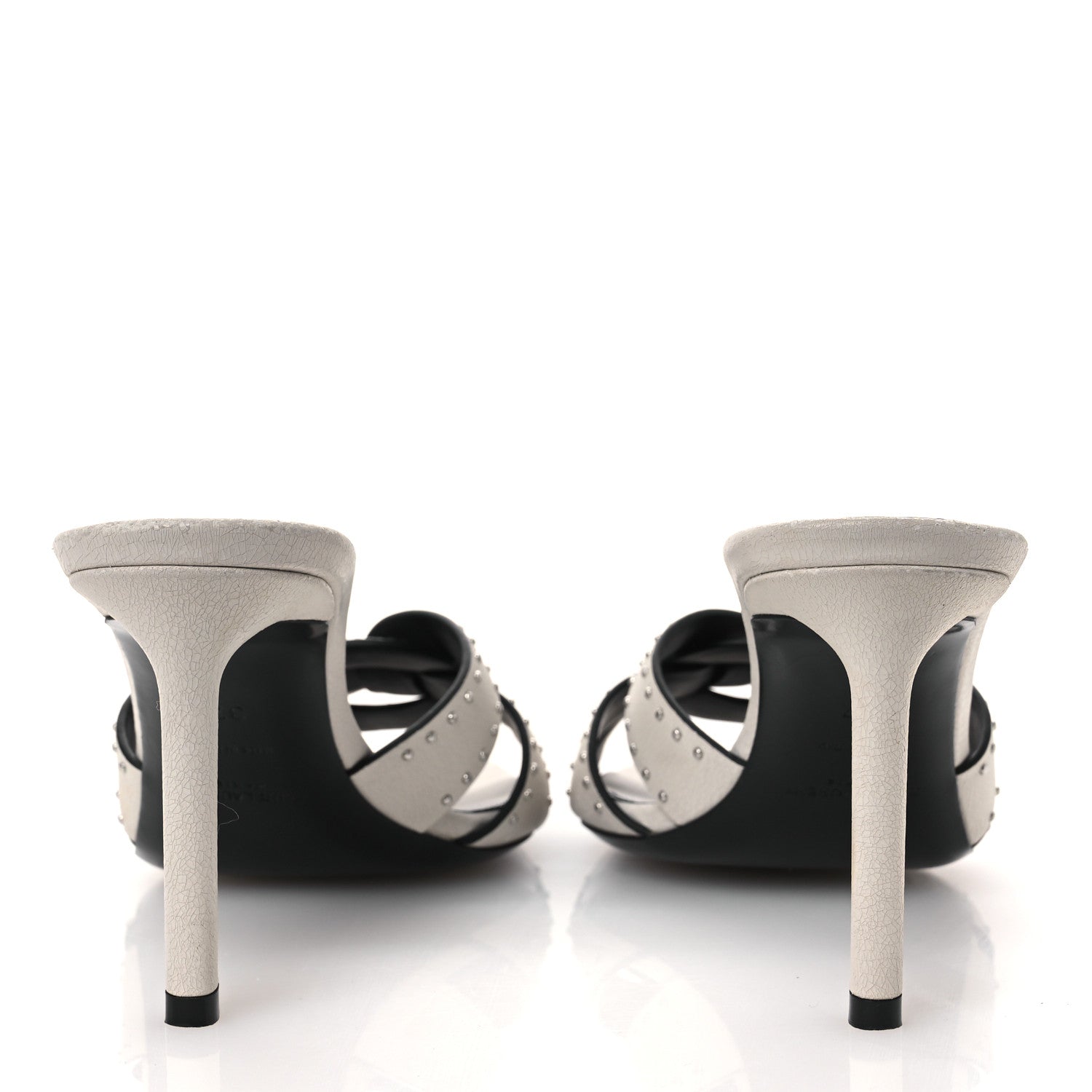 Saint Laurent Grain De Poudre Tribute 85 Slide Studded Sandals 37 Off White 6 of 12