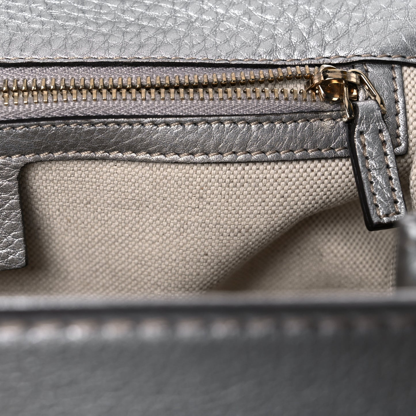 Metallic Calfskin Medium New Bamboo Top Handle Bag Silver