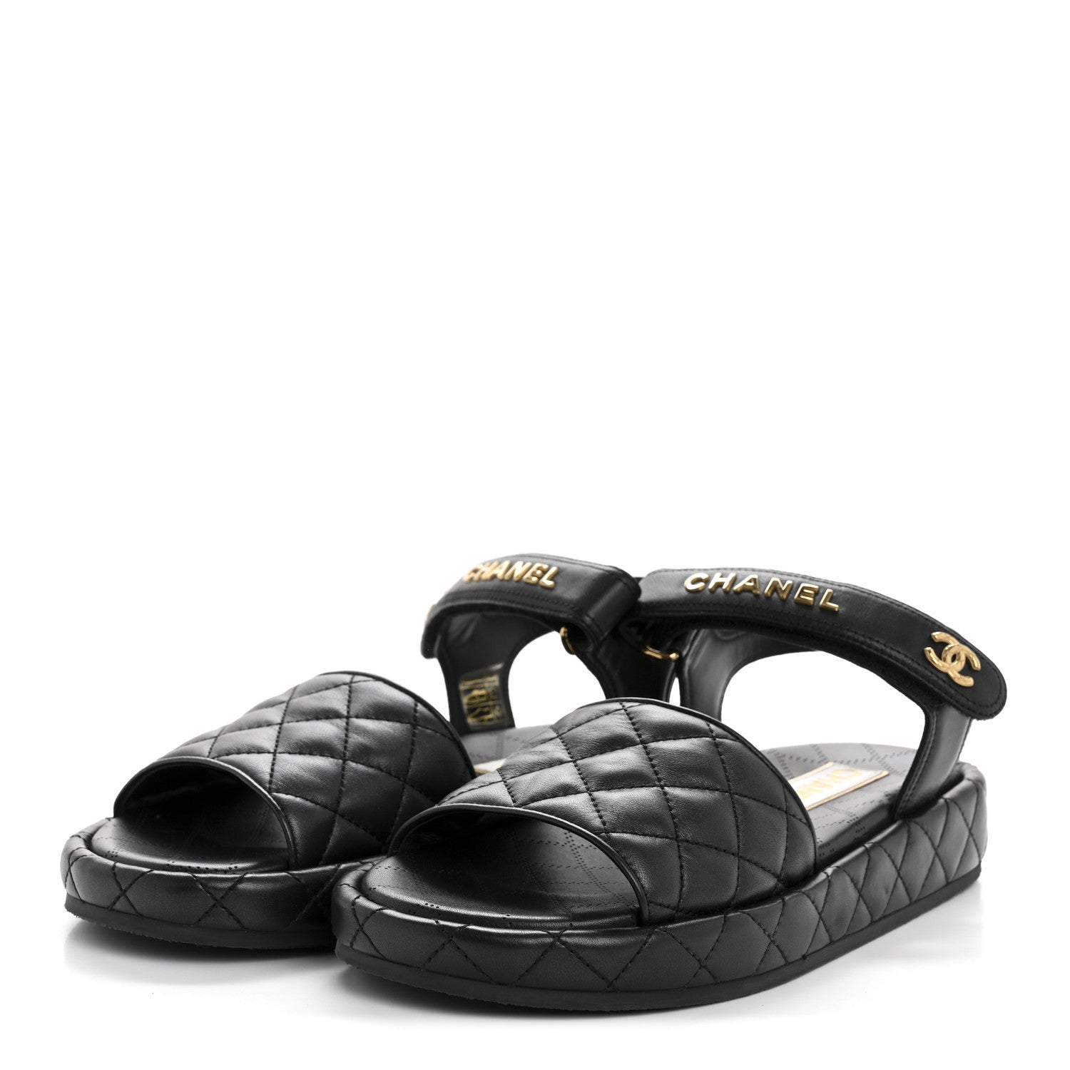 Chanel Lambskin Quilted Dad Sandals 41 Black 4 of 9