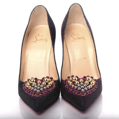 Christian Louboutin Glitter Tisse Veau Velours Coralta Mia 100 Pumps 36 Version Black 4 of 9