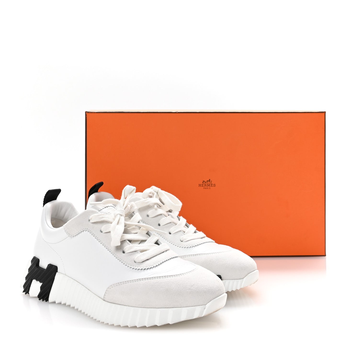Goatskin Suede Goatskin Bouncing Sneakers 38 White Black
