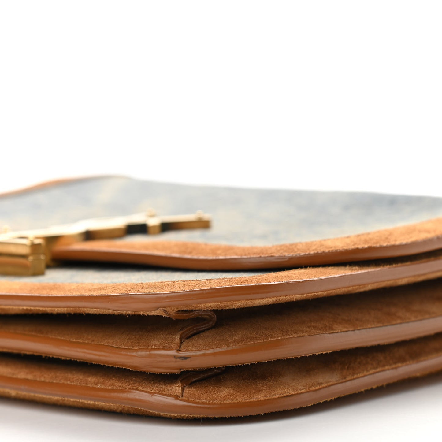 Denim Suede Monogram Medium Solferino Soft Satchel Blue Cinnamon