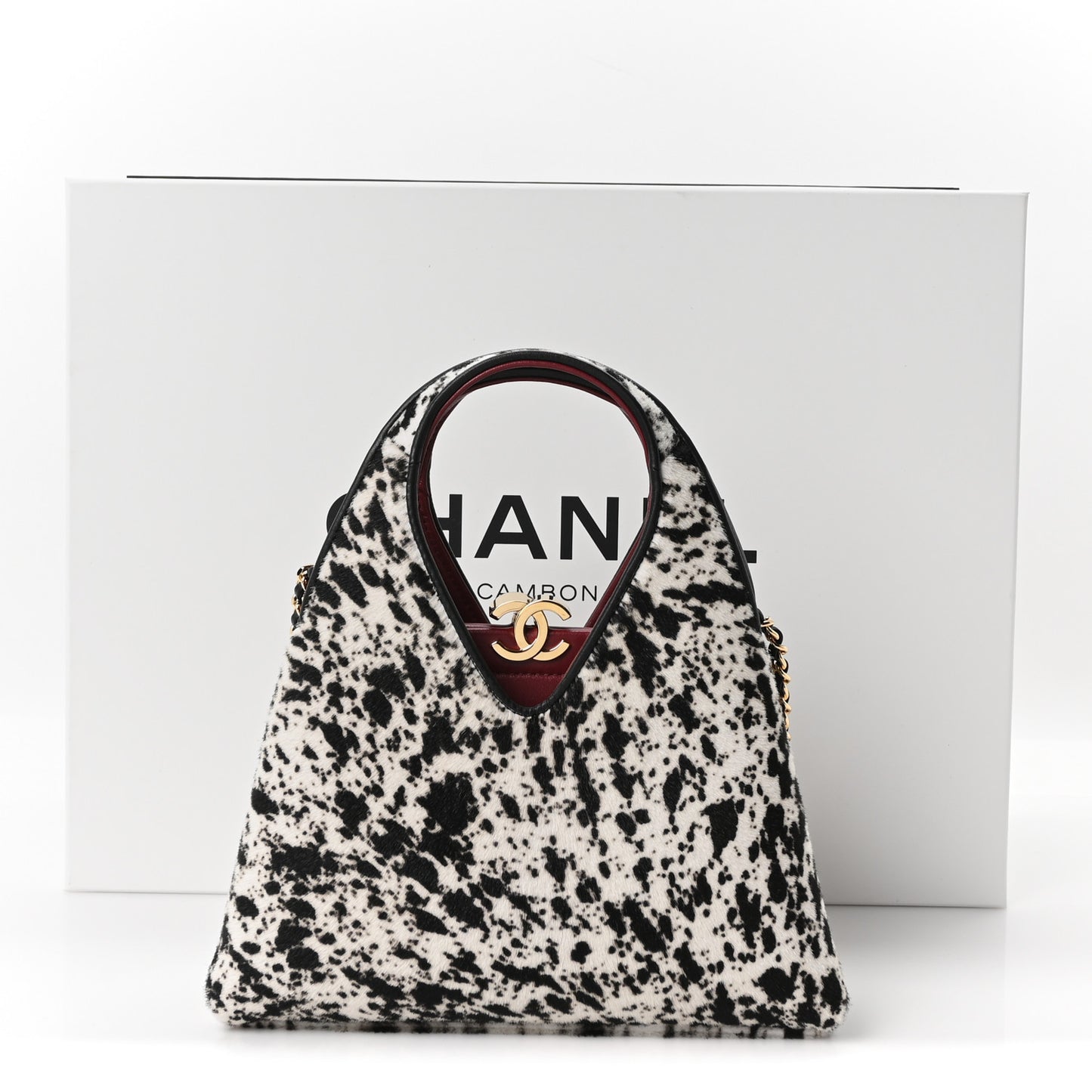 Pony Hair Printed Chic Lady Small Shopping Tote White Black