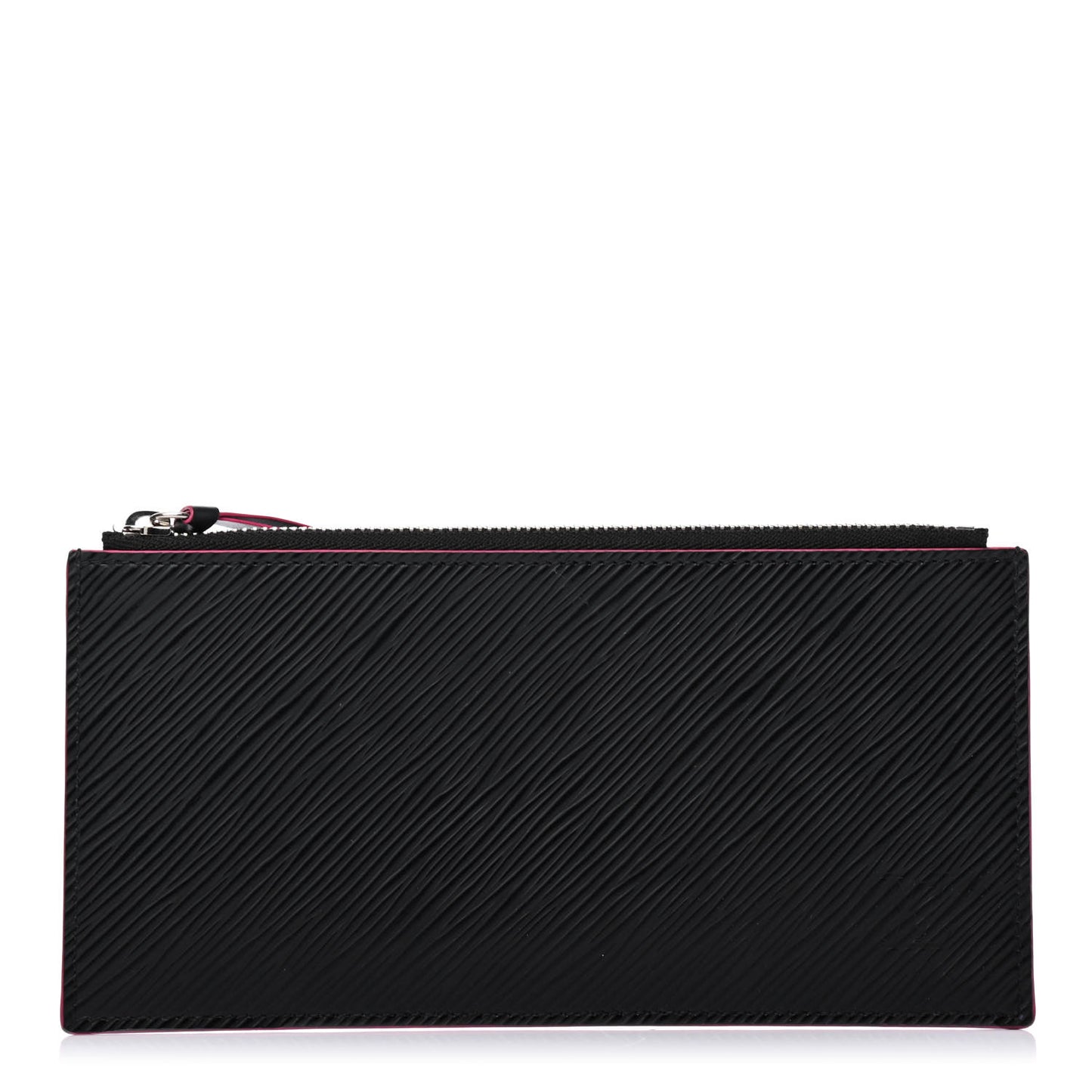 Epi Felicie Chain Wallet Zippered Insert Black Hot Pink