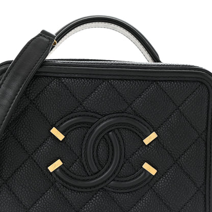 Chanel Caviar Quilted Small CC Filigree Vanity Case Black 9 of 14
