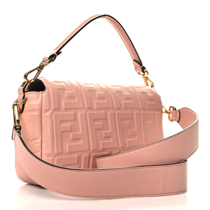 Fendi Nappa FF 1974 Embossed Baguette Rosa Bourbon 3 of 11