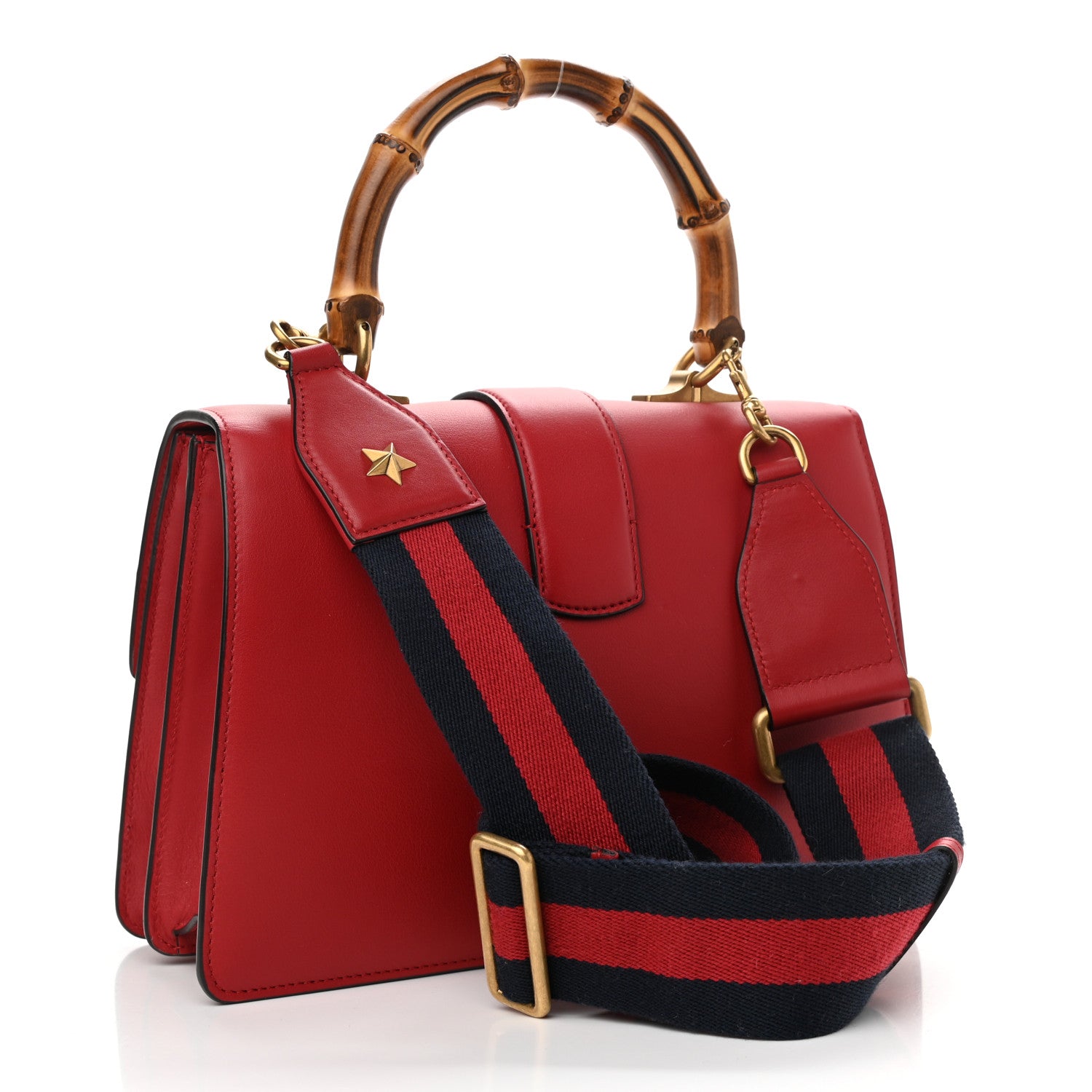 Gucci Calfskin Bamboo Web Medium Dionysus Top Handle Bag Red White Blue 3 of 16