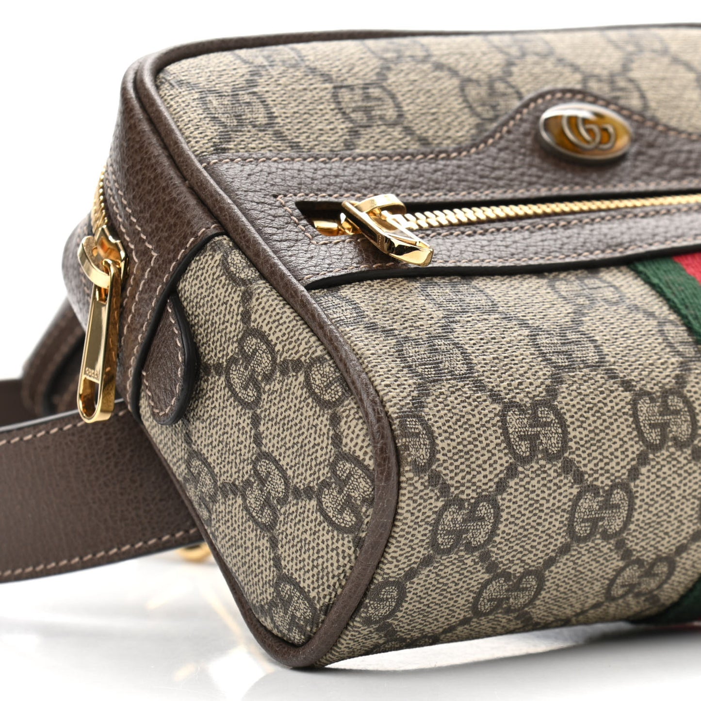 GG Supreme Monogram Web Small Ophidia Belt Bag 85 34 Dark Brown