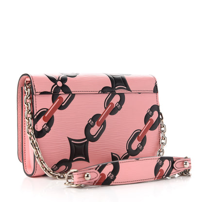 Louis Vuitton Epi Chain Flower Print Twist Chain Wallet Pink 3 of 10