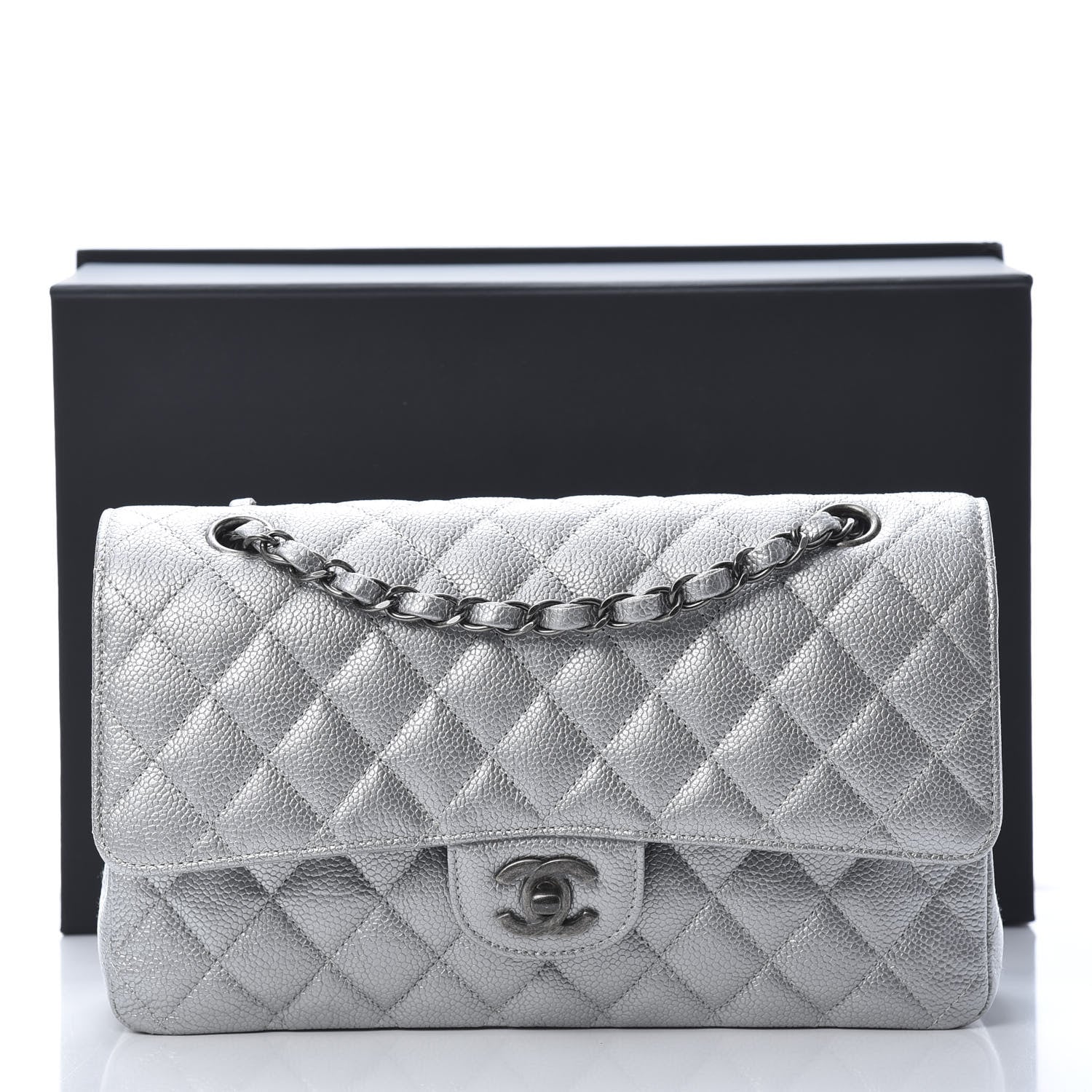 Chanel Metallic Caviar Quilted Medium Double Flap Silver 12 of 12