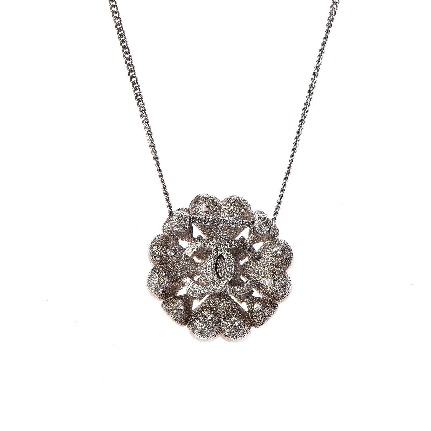 Crystal Strass CC Necklace Silver
