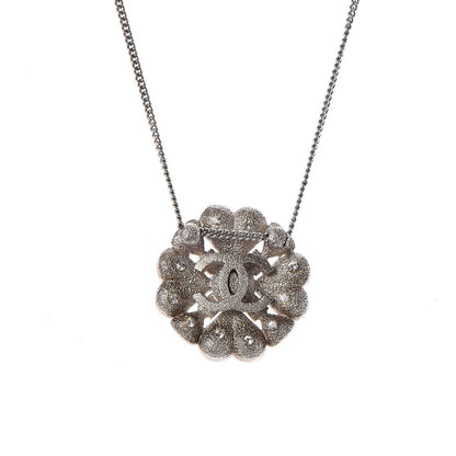 Chanel Crystal Strass CC Necklace Silver 7 of 8