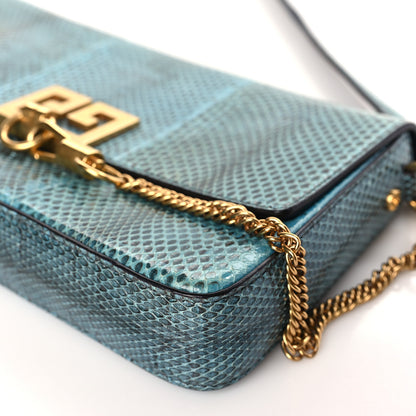Givenchy Calfskin Snakeskin Effect Small Charm Shoulder Bag Blue 8 of 8