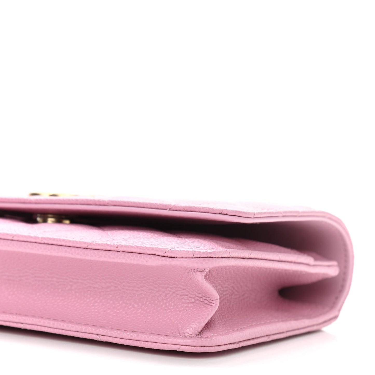 Shiny Caviar Quilted Pick Me Up Wallet On Chain WOC Pink