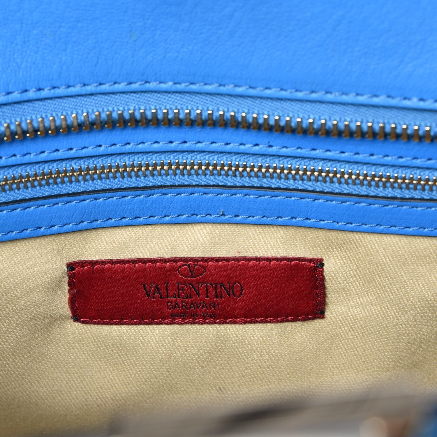 Valentino Garavani Vitello Rockstud Double Handle Tote Blue Fluo 7 of 9