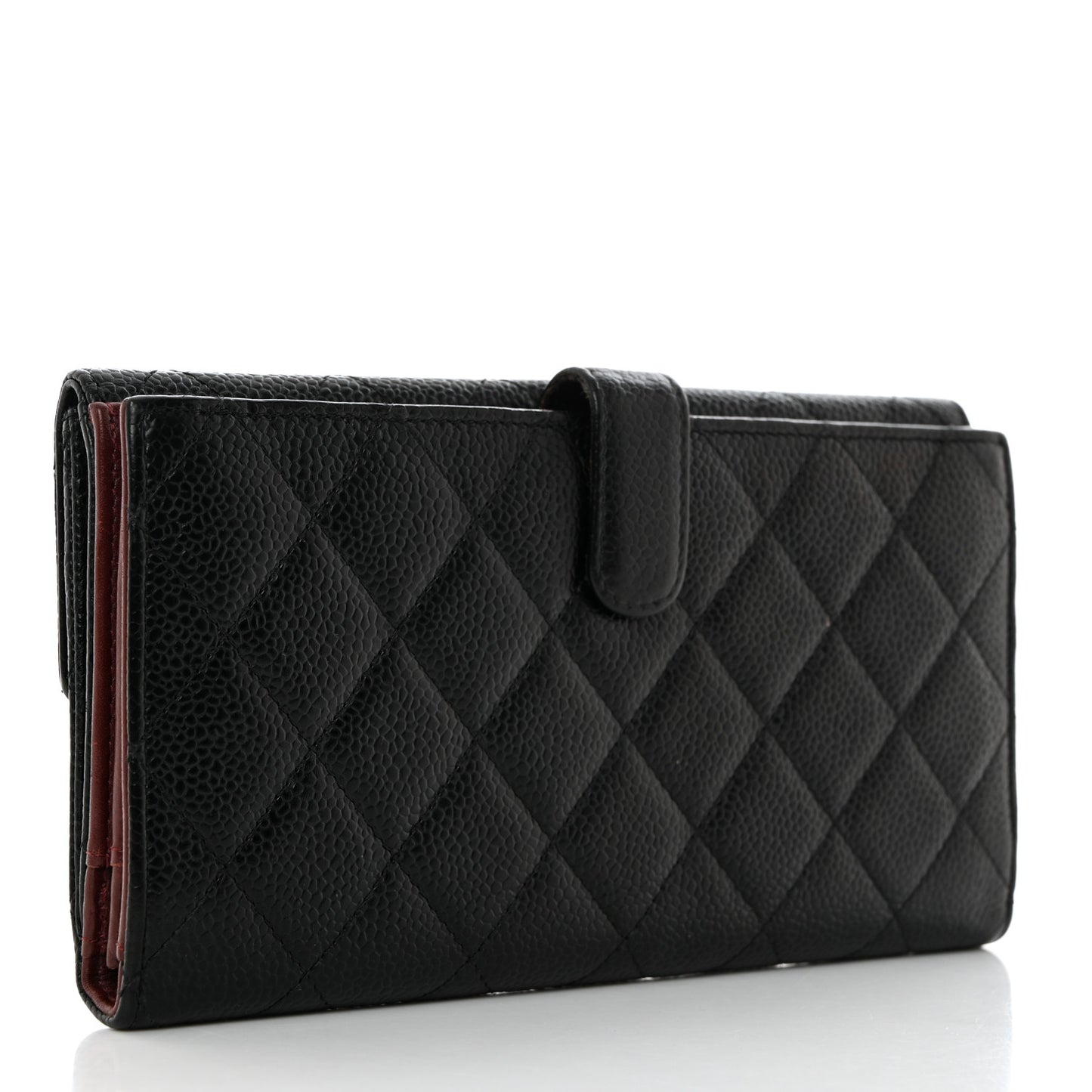 Caviar Quilted Long Flap Wallet Black