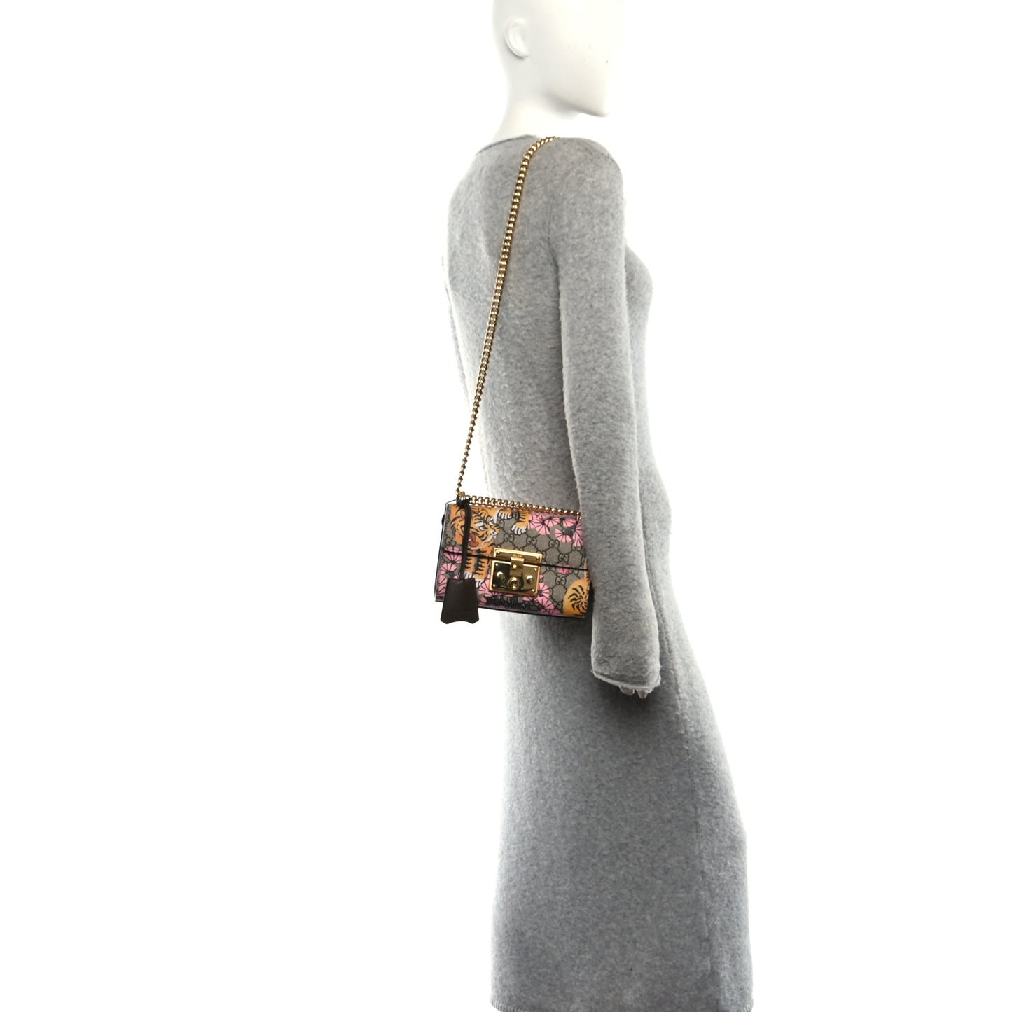 GG Supreme Monogram Bengal Small Padlock Shoulder Bag Beige Pink