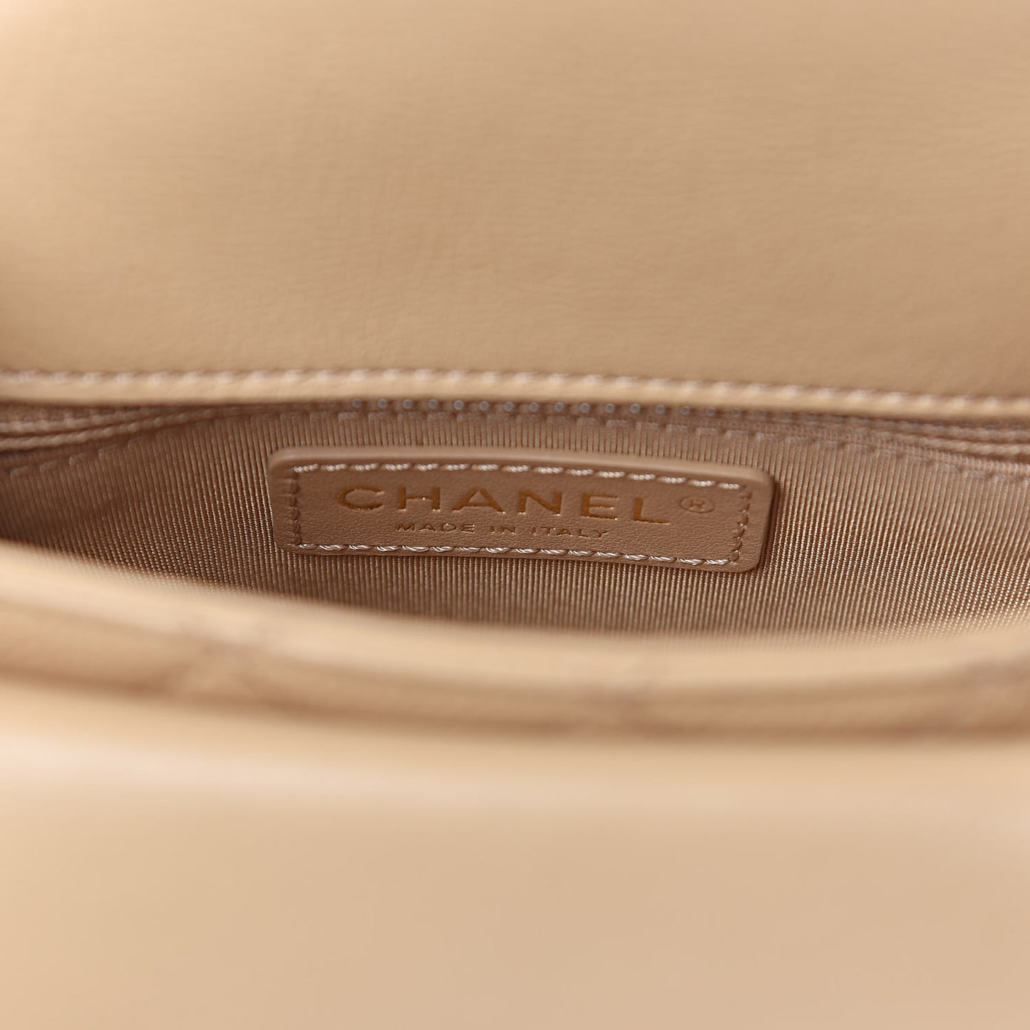 Calfskin Quilted Small Messenger Flap Beige
