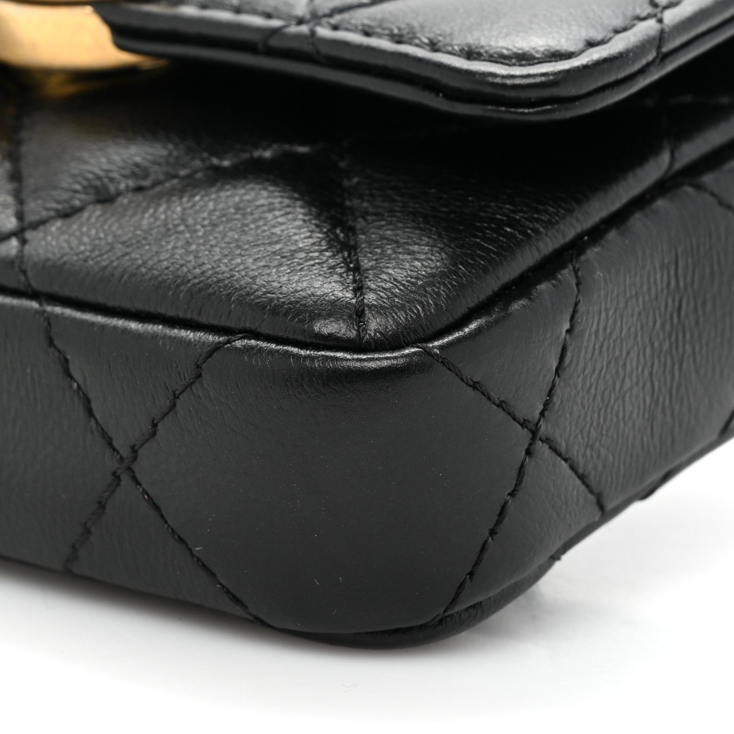 Chanel Lambskin Lacquered Metal Quilted Flap Chain Belt Bag Black 9 of 10