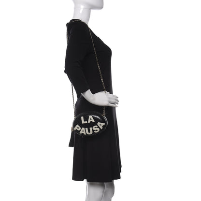 Chanel Lambskin Embroidered Chevron Quilted La Pausa Tassel Clutch Black 2 of 11