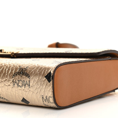 MCM Metallic Visetos Medium Millie Crossbody Bag Berlin Gold 9 of 9