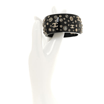 Chanel Resin Crystal CC Cuff Bracelet Ruthenium Black 2 of 5