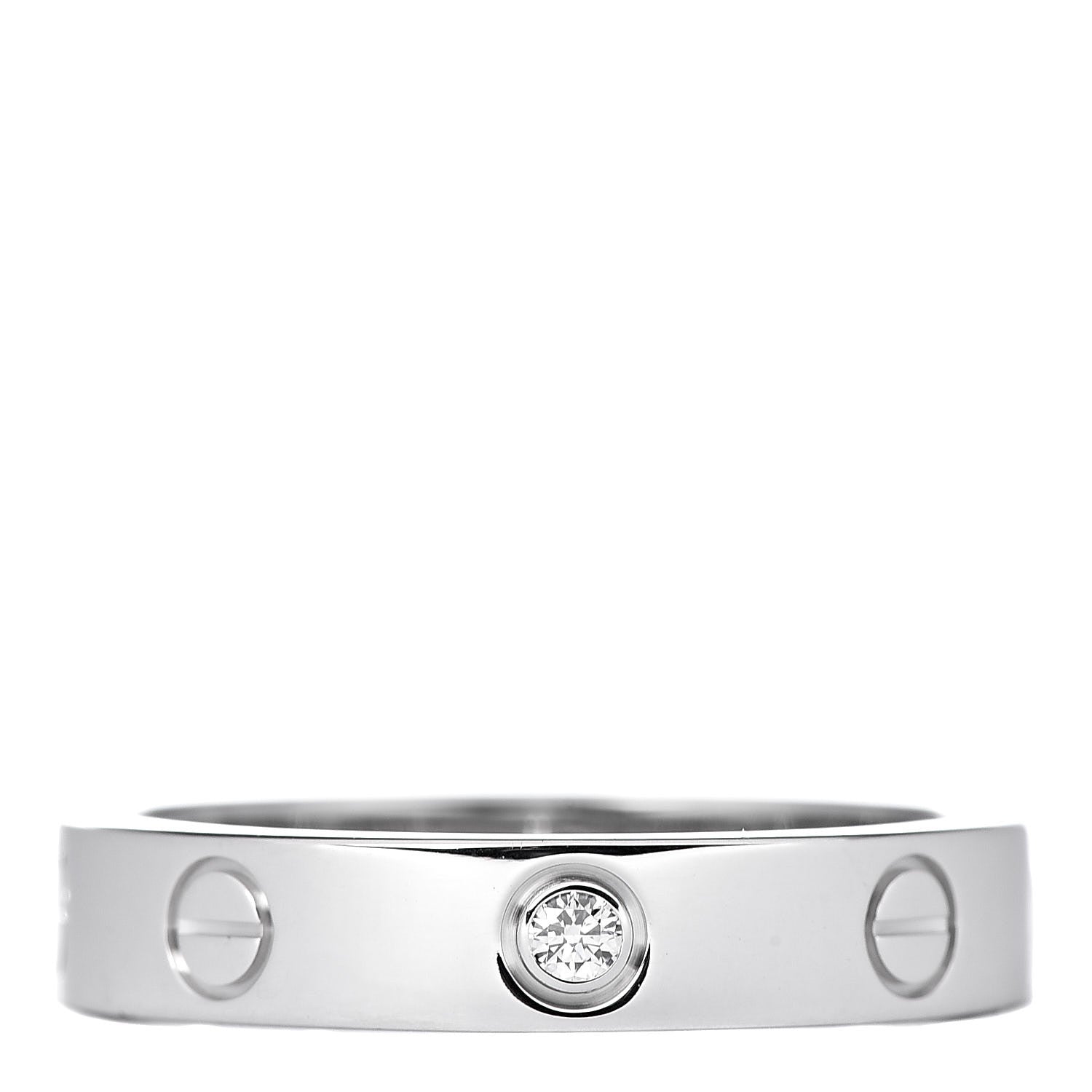 Cartier 18K White Gold Diamond 3.5mm LOVE Wedding Band Ring 54 6.75 1 of 4