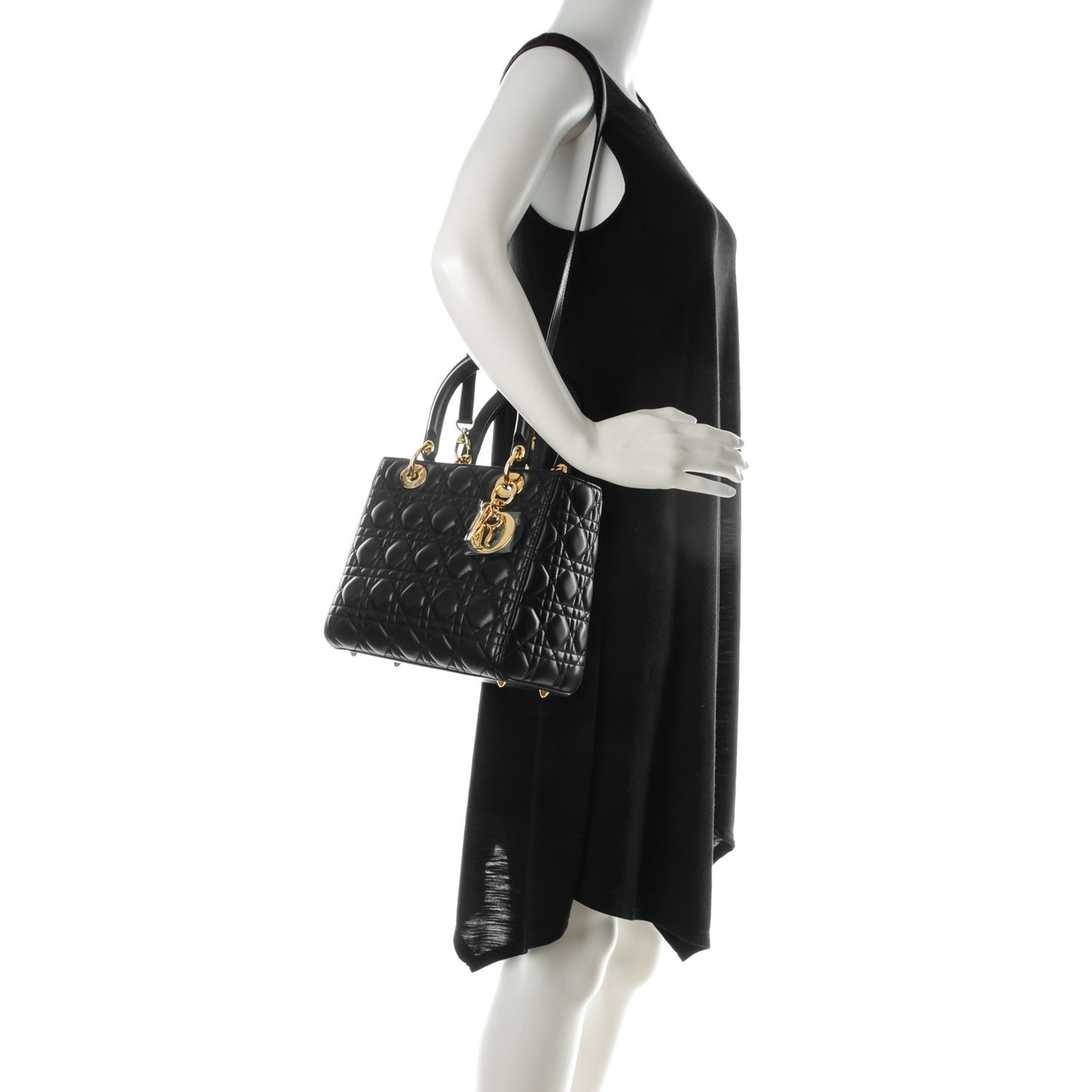 Lambskin Cannage Medium Lady Dior Black