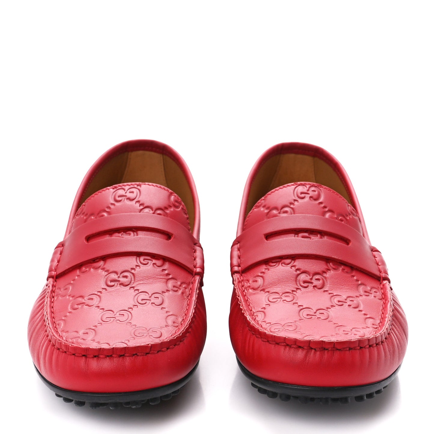 Guccissima Calfskin Mens Driver Loafers 6.5 Red