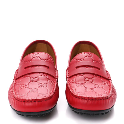 Gucci Guccissima Calfskin Mens Driver Loafers 6.5 Red 2 of 11