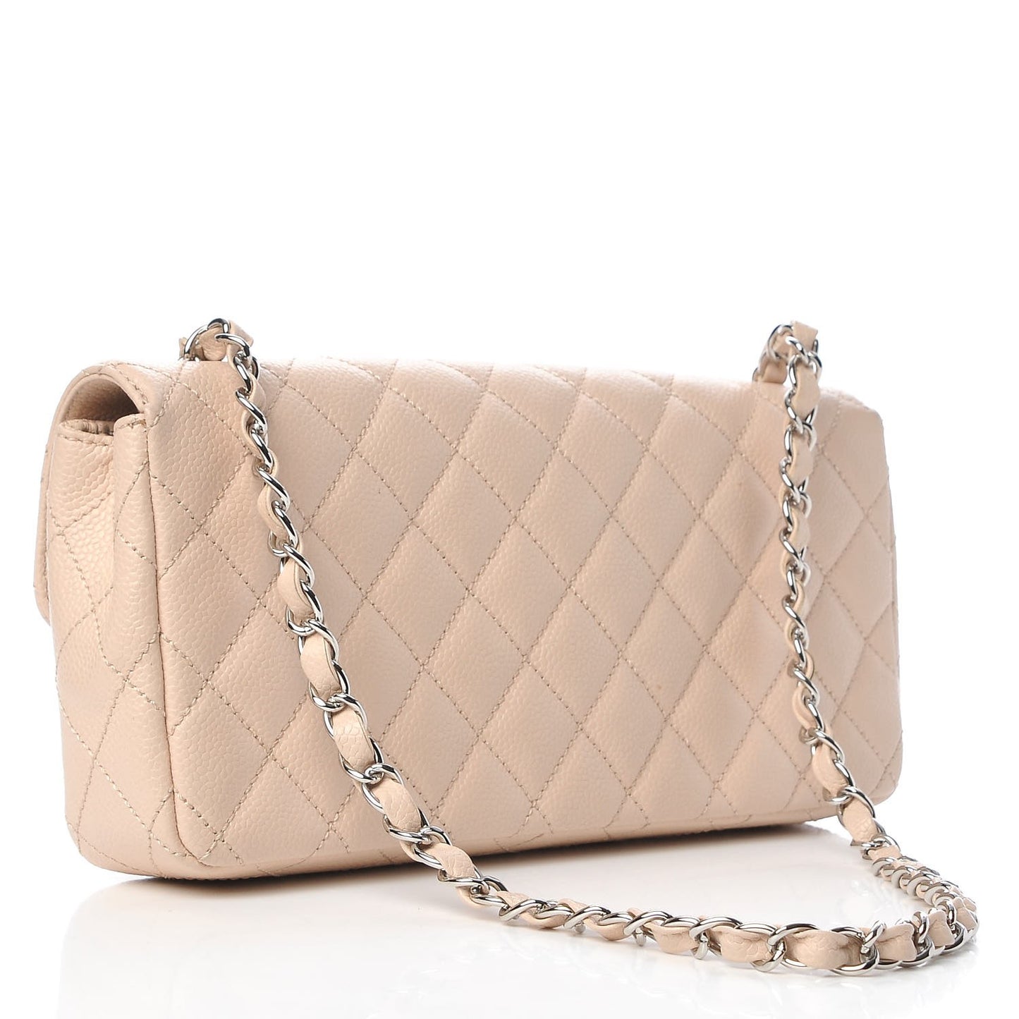 Caviar Quilted East West Flap Beige Clair