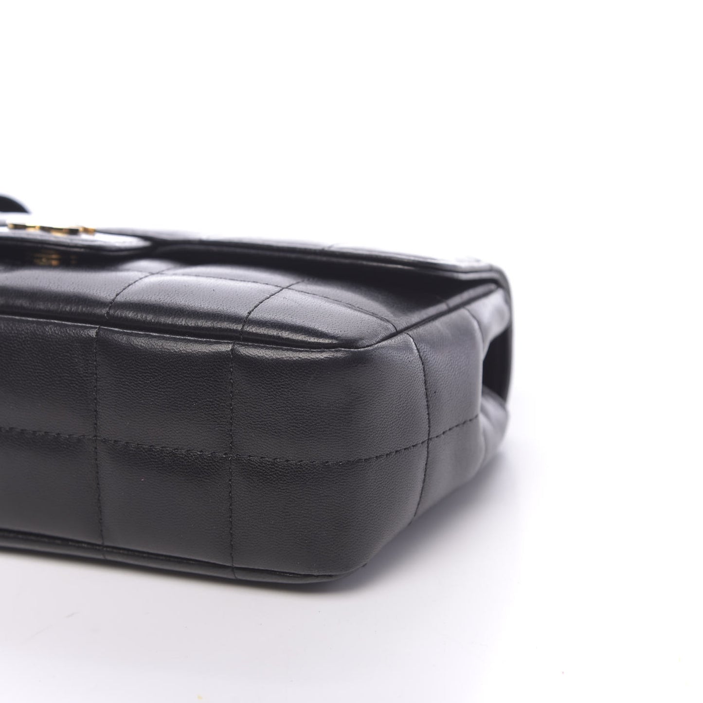 Lambskin Quilted Mini Chocolate Bar Camellia Flap Black