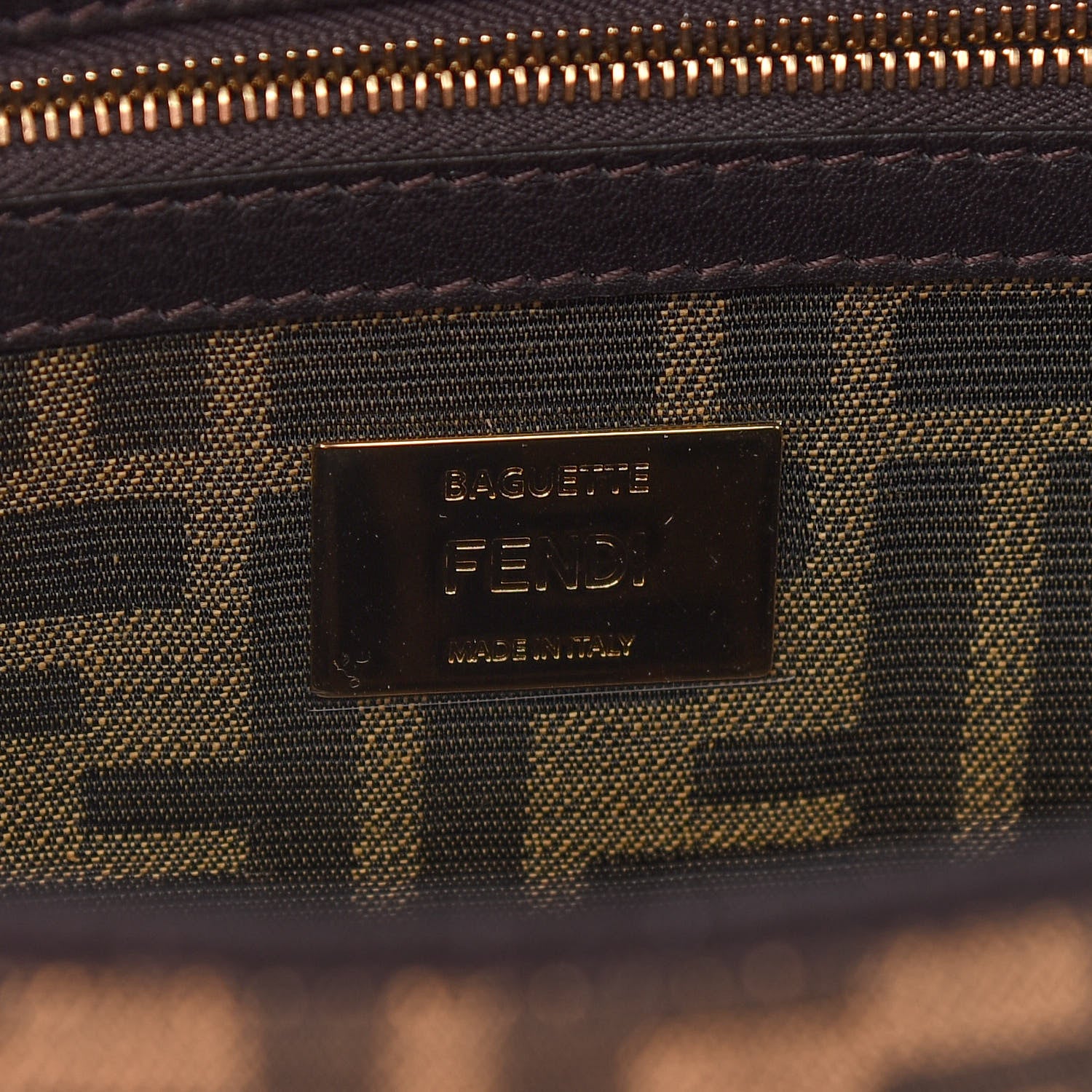 Fendi Fabric Jacquard FF 1974 Medium Baguette Tobacco Moro Black 6 of 10