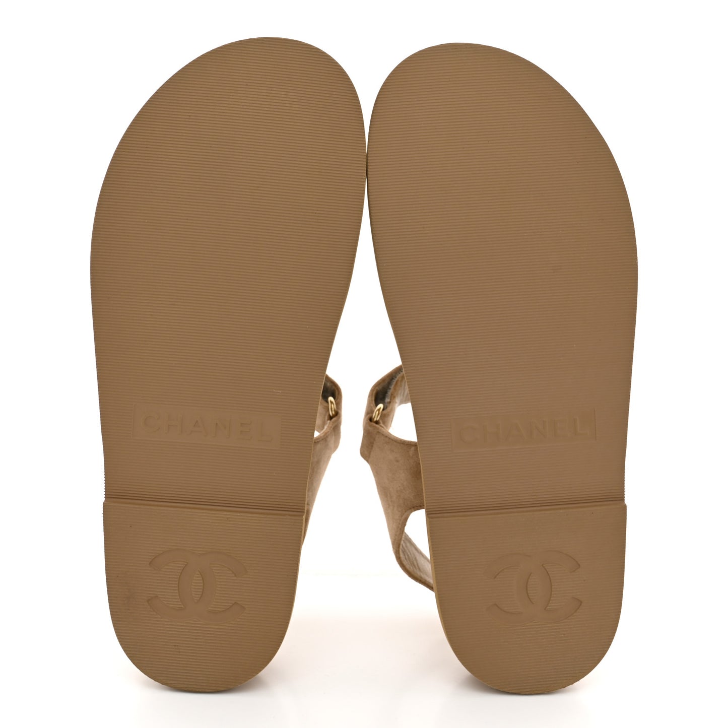 Suede Calfskin Velcro Dad Sandals 37.5 Beige