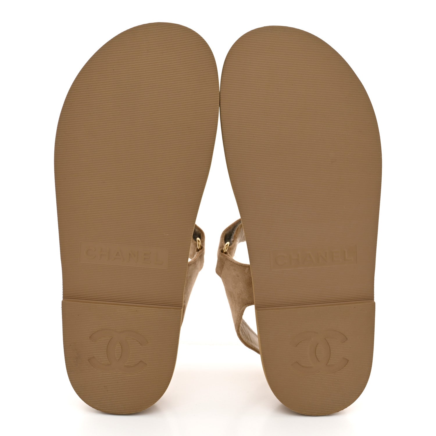 Chanel Suede Calfskin Velcro Dad Sandals 37.5 Beige 6 of 12