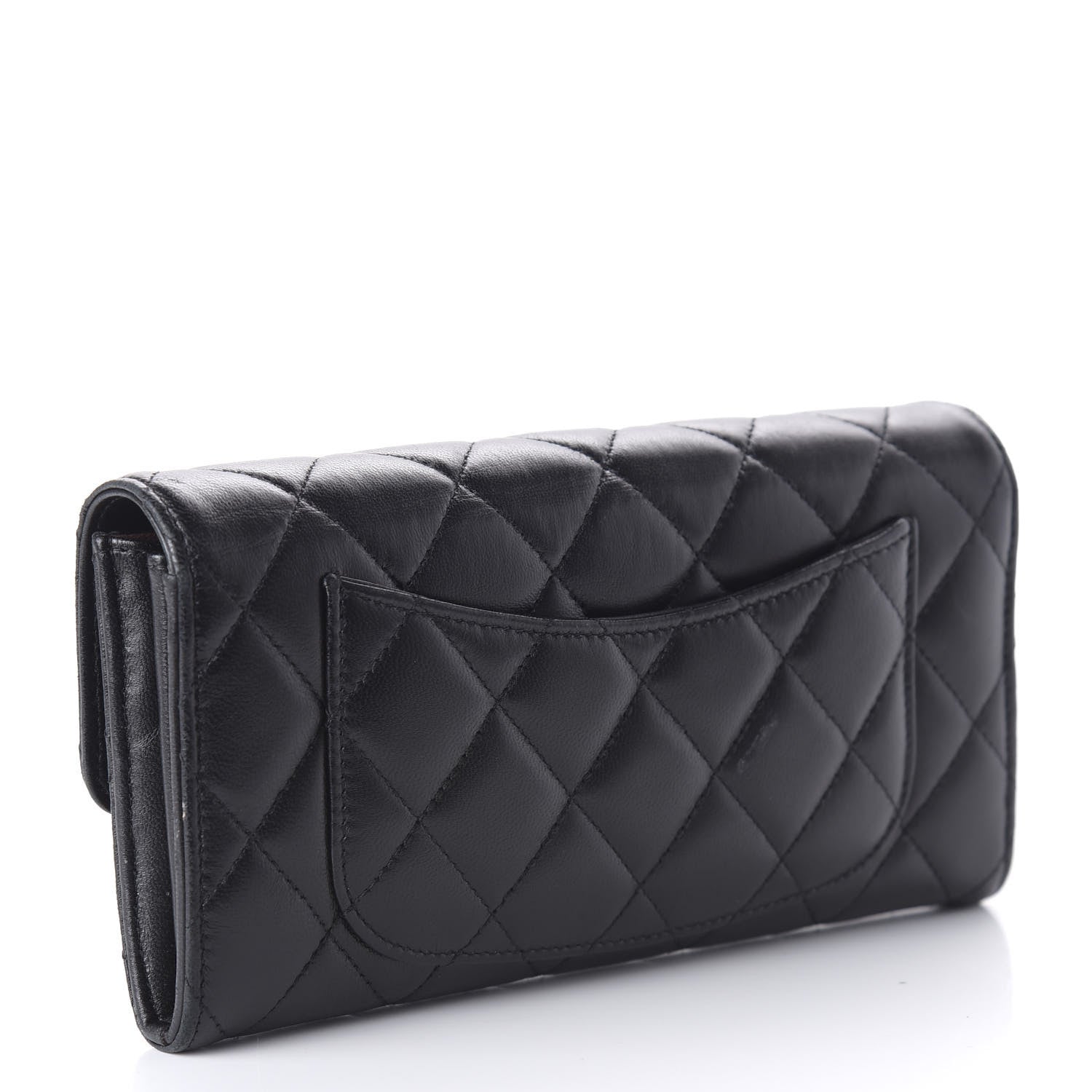 Chanel Lambskin Quilted Large Gusset Flap Wallet Black 3 of 12