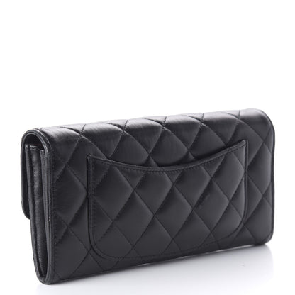 Chanel Lambskin Quilted Large Gusset Flap Wallet Black 3 of 12