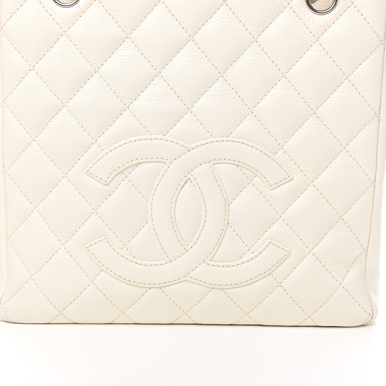 Chanel Caviar Quilted Petit Shopping Tote PST White 9 of 9