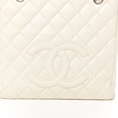 Chanel Caviar Quilted Petit Shopping Tote PST White 9 of 9