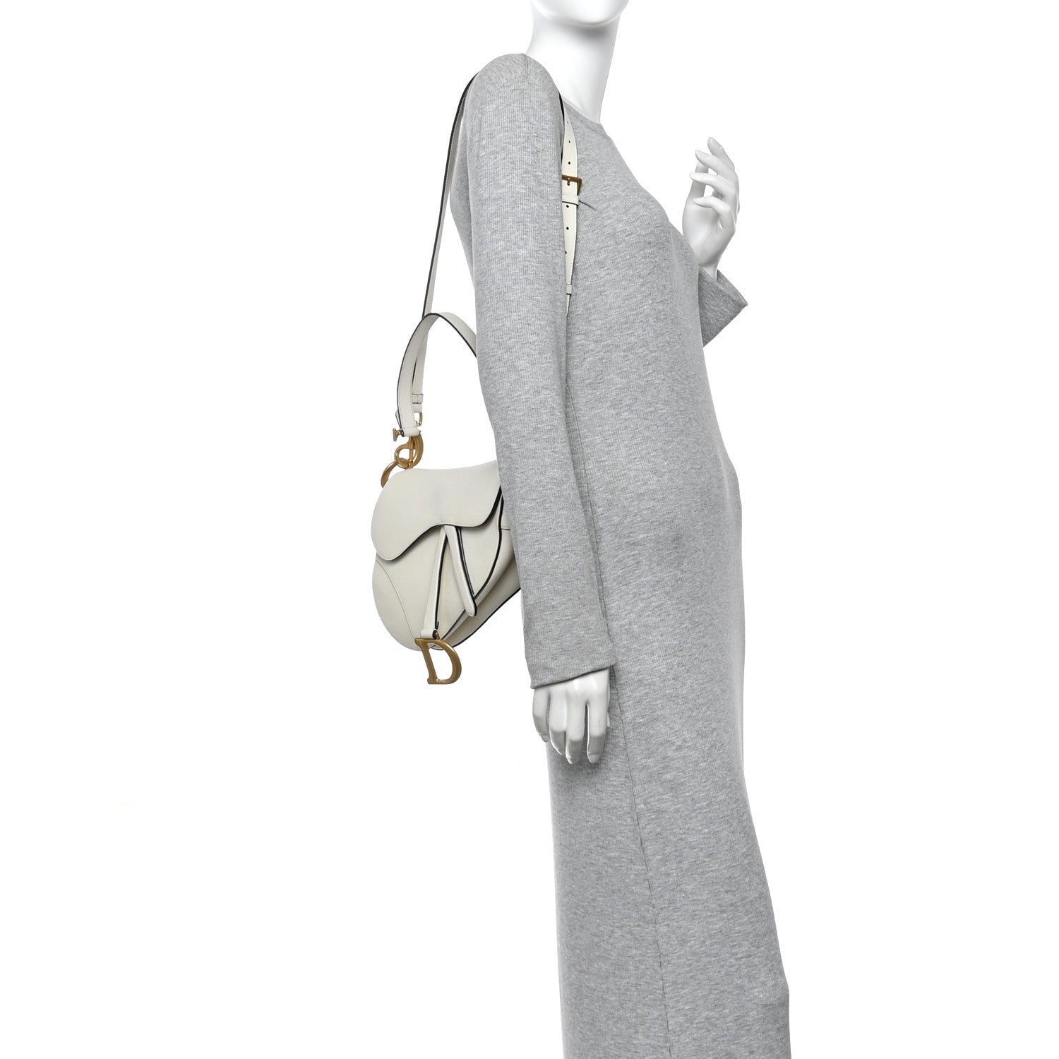 Christian Dior Grained Calfskin Saddle Bag With Strap Latte 2 of 13