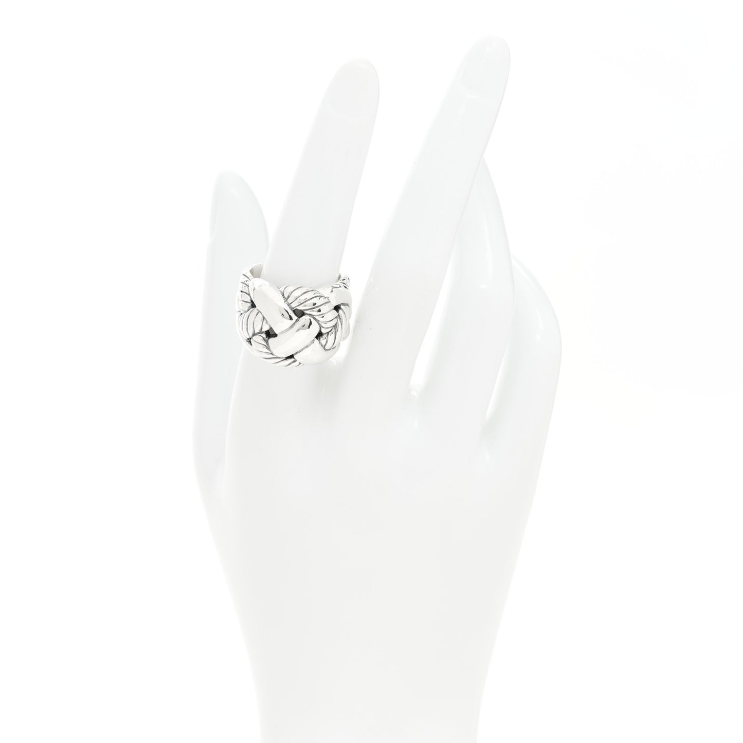 Sterling Silver Woven Cable Dome Ring 56 7.5